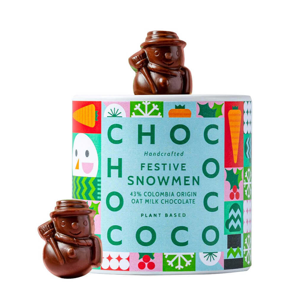 Chococo 43% Oatmilk Chocolate Mini Snowmen Tube 100g